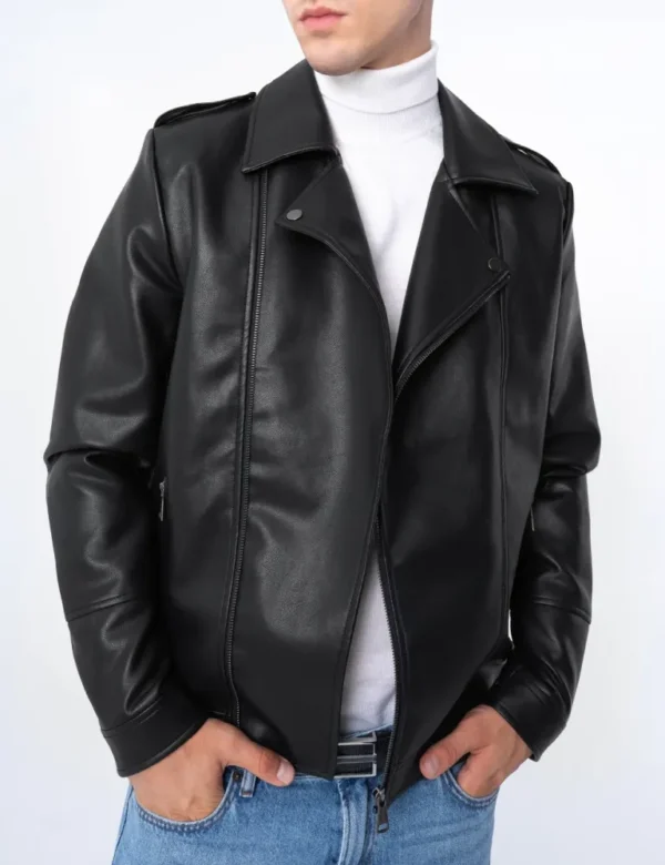 Black Nocturne Modern Biker Leather Jacket Luxe Detailing & Sleek Fit (1)