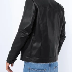 Black Nocturne Modern Biker Leather Jacket Luxe Detailing & Sleek Fit (2)