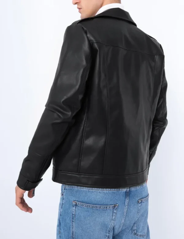 Black Nocturne Modern Biker Leather Jacket Luxe Detailing & Sleek Fit (2)