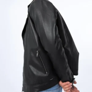 Black Nocturne Modern Biker Leather Jacket Luxe Detailing & Sleek Fit (3)