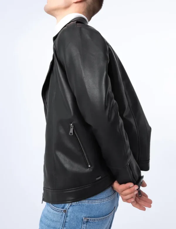 Black Nocturne Modern Biker Leather Jacket Luxe Detailing & Sleek Fit (3)