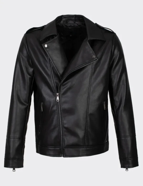 Black Nocturne Modern Biker Leather Jacket Luxe Detailing & Sleek Fit (4)