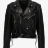 Shadow Raider Cropped Moto Leather Jacket Black Lace Up Detailing, Edgy Biker Style (1)