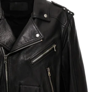 Shadow Raider Cropped Moto Leather Jacket Black Lace Up Detailing, Edgy Biker Style (2)