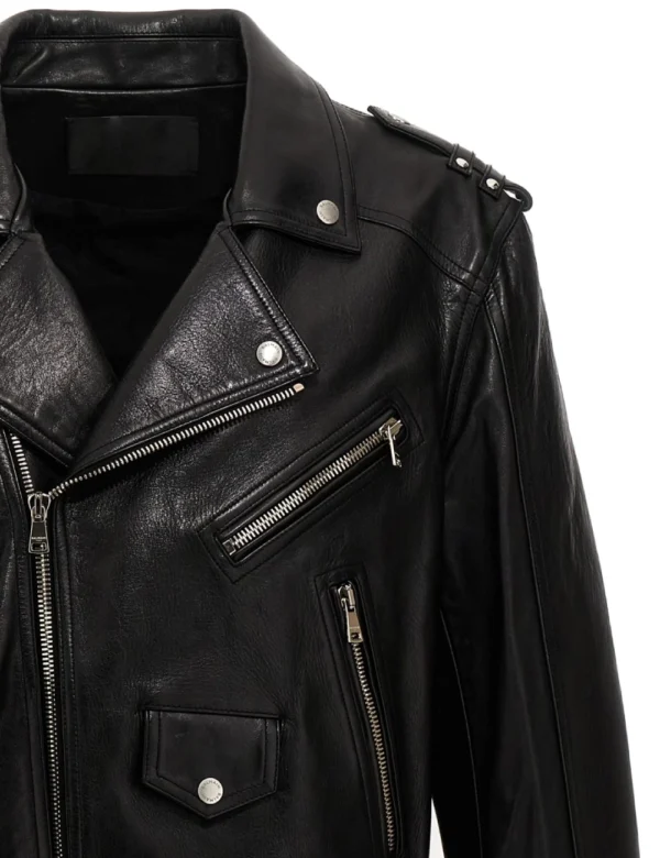 Shadow Raider Cropped Moto Leather Jacket Black Lace Up Detailing, Edgy Biker Style (2)
