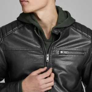 VeloCraft Cafe Racer Moto Jacket Cowhide Leather, Raglan Sleeves & Zipper Cuffs (1)