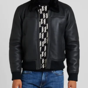 Blackout Biker Soft Shearling Leather Bomber Cozy Aviator Style Luxe Streetwear (1)