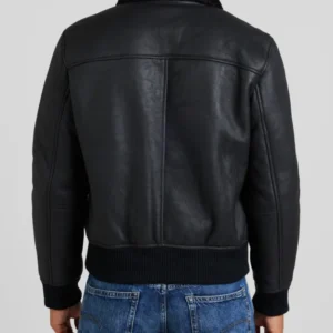 Blackout Biker Soft Shearling Leather Bomber Cozy Aviator Style Luxe Streetwear (4)