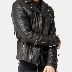 Titan Black Retro Biker Jacket Heavy Duty Cowhide with Chest Pockets & Zipped Cuffs (2)