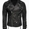 Titan Black Retro Biker Jacket Heavy Duty Cowhide with Chest Pockets & Zipped Cuffs (4)