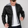 Urban Torque Hooded Moto Jacket Removable Hoodie & Quilted Lining in Genuine Leather (1)