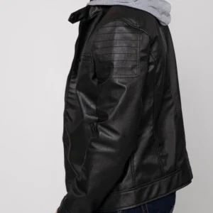 Urban Torque Hooded Moto Jacket Removable Hoodie & Quilted Lining in Genuine Leather (2)