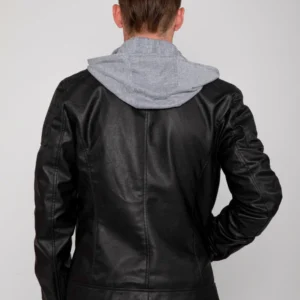 Urban Torque Hooded Moto Jacket Removable Hoodie & Quilted Lining in Genuine Leather (3)